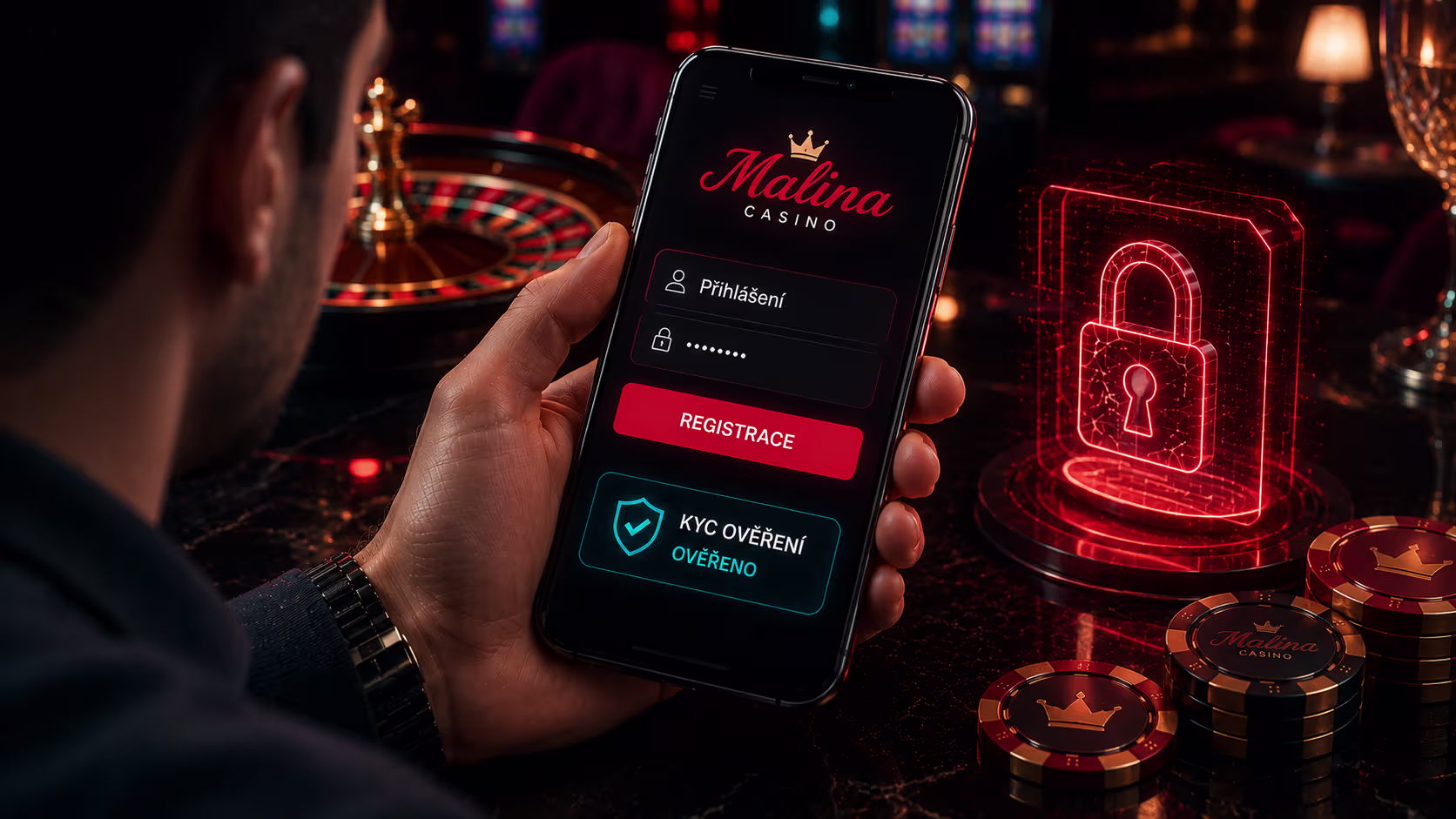 Malina Casino registrace, přihlášení a KYC verifikace na mobilu